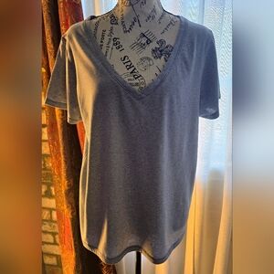 Splendid Gray Striped V-Neck Tee
